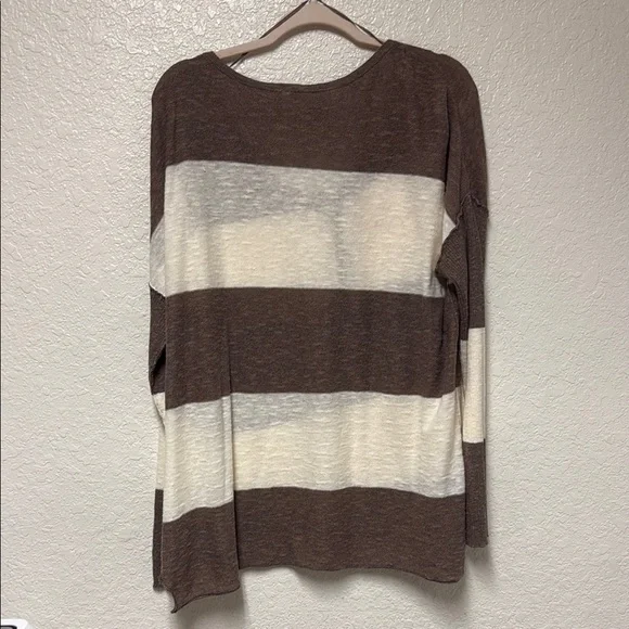 FREE PEOPLE FP Beach Brown and Cream Striped Women's Top Size Small - Picture 5 of 14